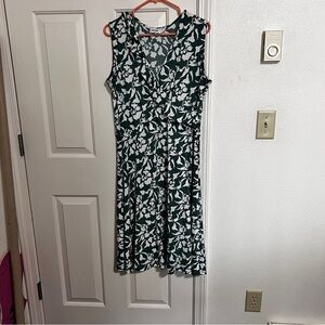 LEOTA Felicity Sleeveless Green Floral Faux Wrap Dress - size Extra Large Summer